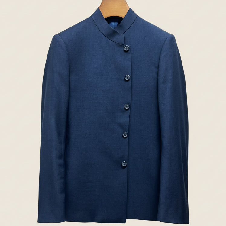 Blue jacket on a beige background