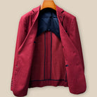 Full interior view of custom sport coat jacket showcasing luxurious navy blue lining with Westwood Hart branding