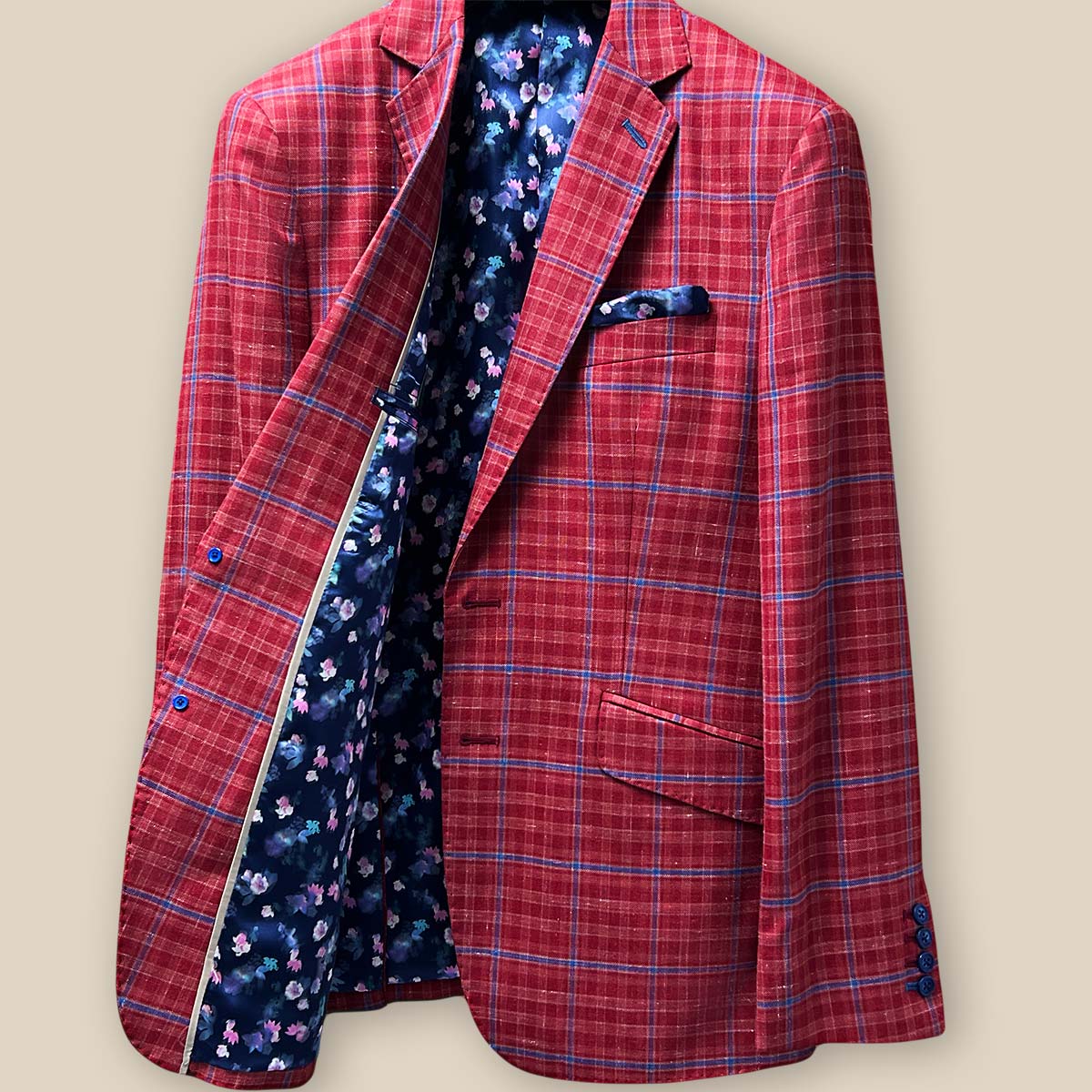 Westwood Hart Red with Navy Windowpane Men s Sport Coat