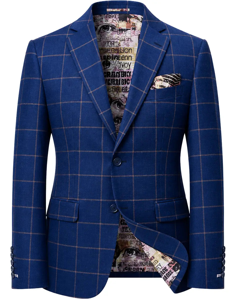 Ghost mannequin view of Royal Blue Crimson Windowpane men's sport coat showing the full jacket front and construction details