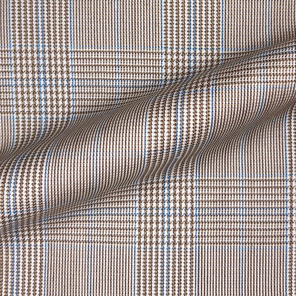 Westwood Hart Online Custom Hand Tailor Suits Sportcoats Trousers Waistcoats Overcoats Brown With Blue Prince Of Wales Glen Plaid