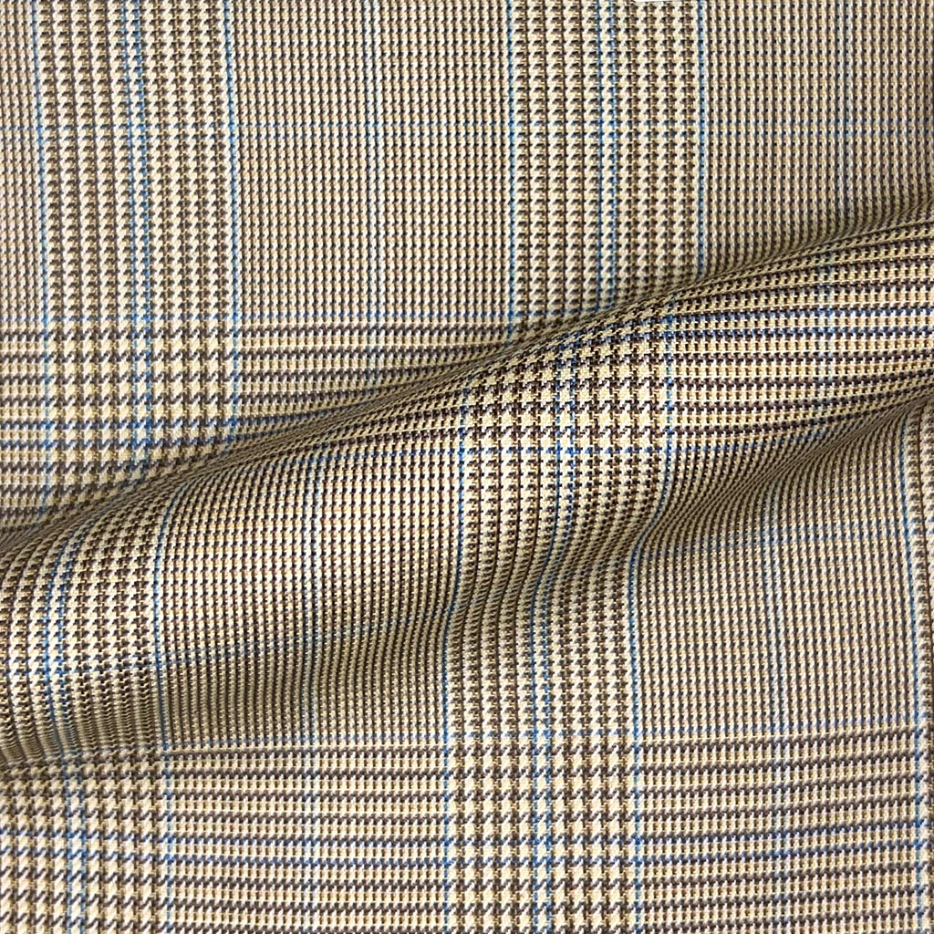 Westwood Hart Online Custom Hand Tailor Suits Sportcoats Trousers Waistcoats Overcoats Tan With Blue Prince Of Wales Glen Plaid