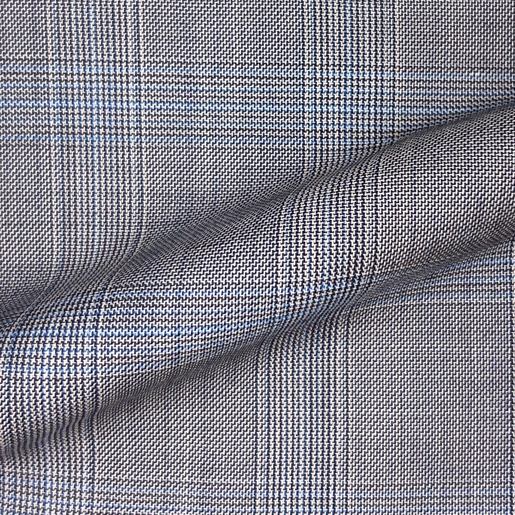 Westwood Hart Online Custom Hand Tailor Suits Sportcoats Trousers Waistcoats Overcoats Grey With Blue Windowpane
