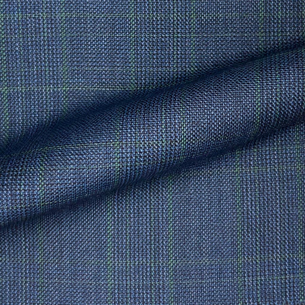 Westwood Hart Online Custom Hand Tailor Suits Sportcoats Trousers Waistcoats Overcoats Aegean Blue With Pale Green Windowpane