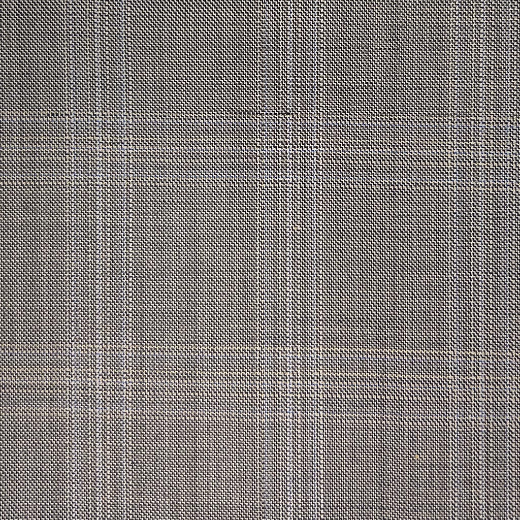 Westwood Hart Online Custom Hand Tailor Suits Sportcoats Trousers Waistcoats Overcoats Warm Stone Brown With Fine Blue Windowpane