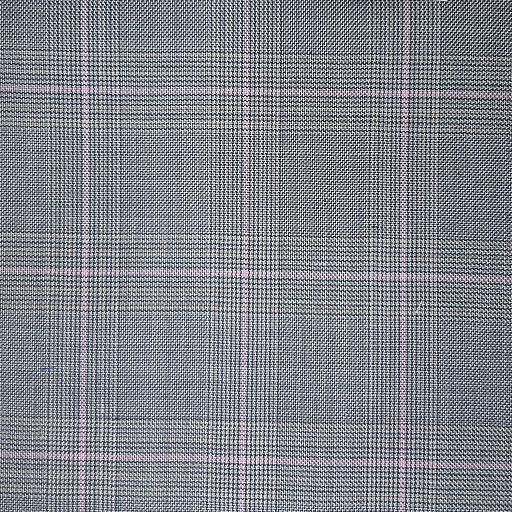 Westwood Hart Online Custom Hand Tailor Suits Sportcoats Trousers Waistcoats Overcoats Stone Grey With Pink Windowpane