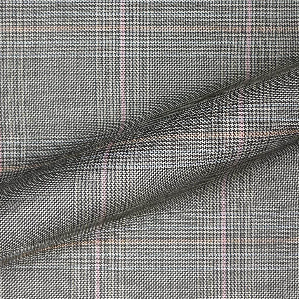 Westwood Hart Online Custom Hand Tailor Suits Sportcoats Trousers Waistcoats Overcoats Khaki Prince Of Wales Glen Plaid With Pink And Orange Windowpane