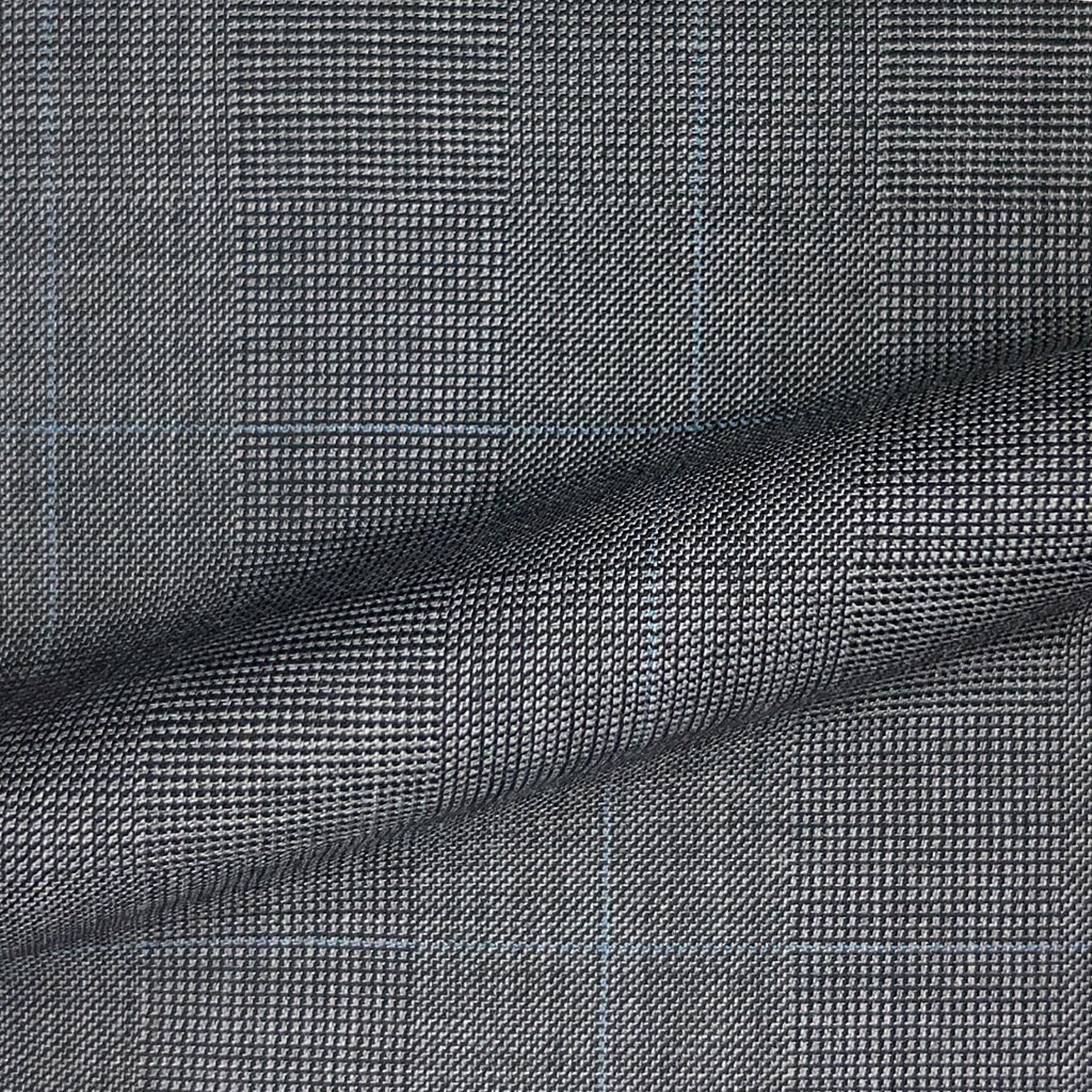 Westwood Hart Online Custom Hand Tailor Suits Sportcoats Trousers Waistcoats Overcoats Grey With Fine Blue Prince Of Wales Glen Plaid