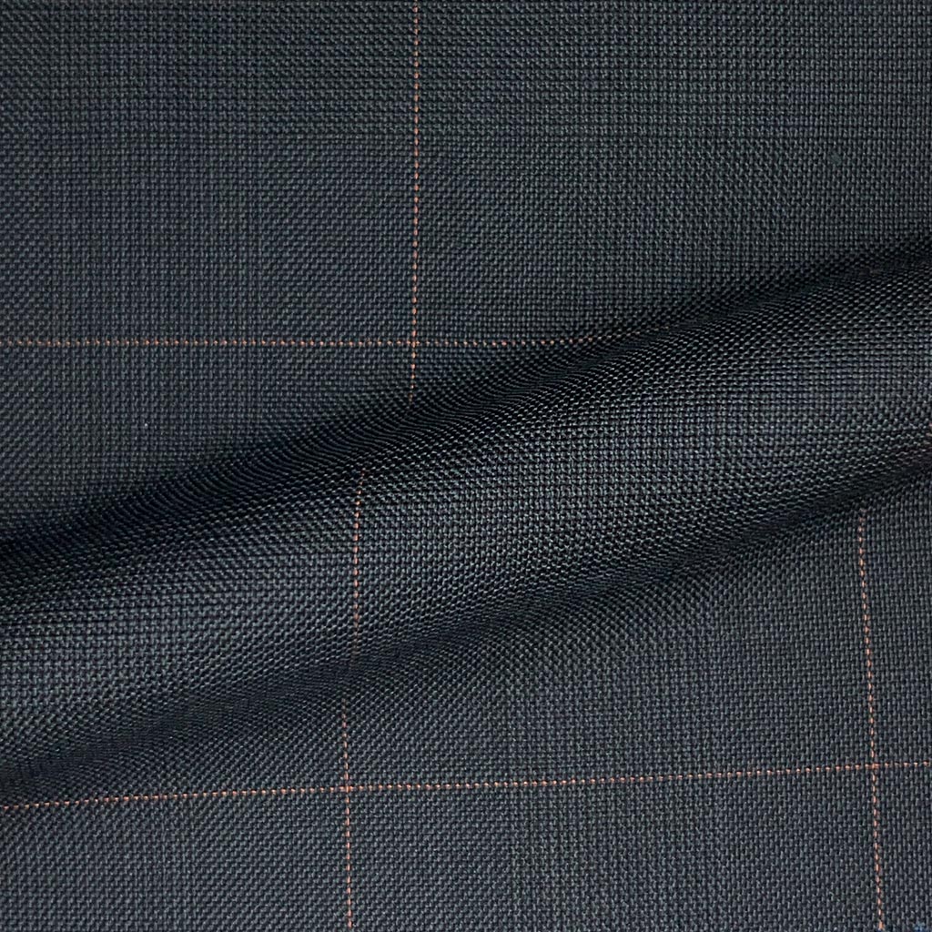 Westwood Hart Online Custom Hand Tailor Suits Sportcoats Trousers Waistcoats Overcoats Charcoal Black With Orange Windowpane