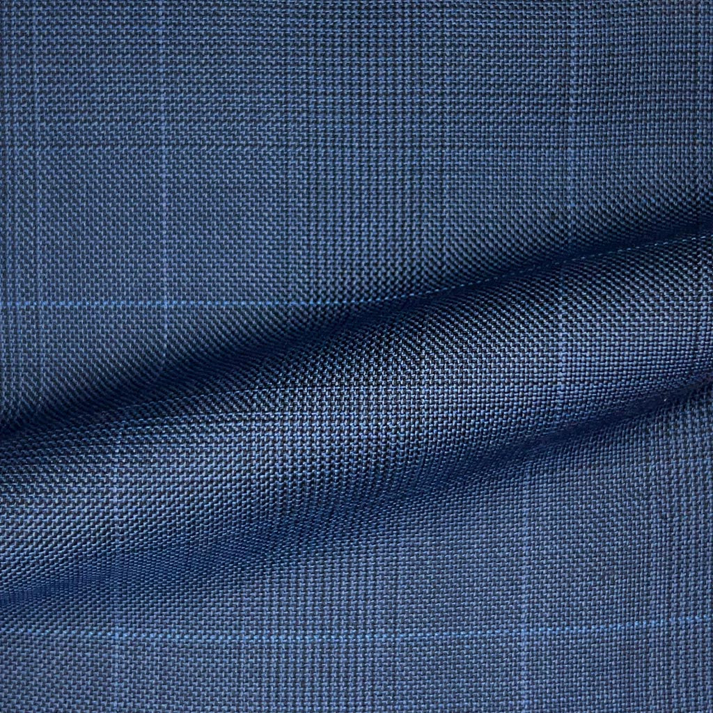 Westwood Hart Online Custom Hand Tailor Suits Sportcoats Trousers Waistcoats Overcoats Medium Blue Prince Of Wales Glen Plaid With Self Blue Windowpane