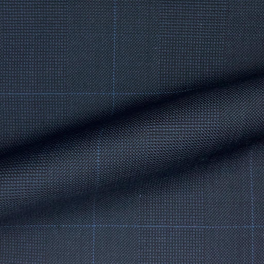 Westwood Hart Online Custom Hand Tailor Suits Sportcoats Trousers Waistcoats Overcoats Navy Prince Of Wales Glen Plaid With Blue Windowpane