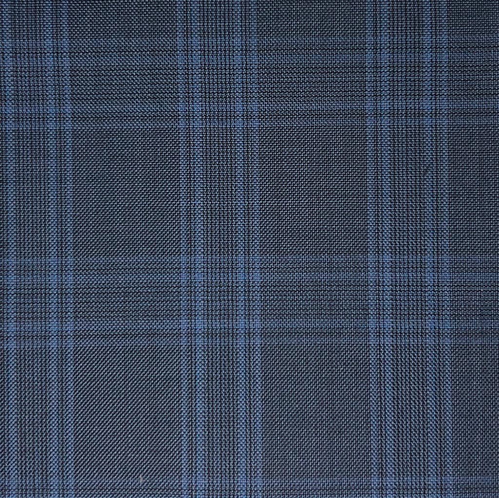 Westwood Hart Online Custom Hand Tailor Suits Sportcoats Trousers Waistcoats Overcoats Steel Blue Grid Check