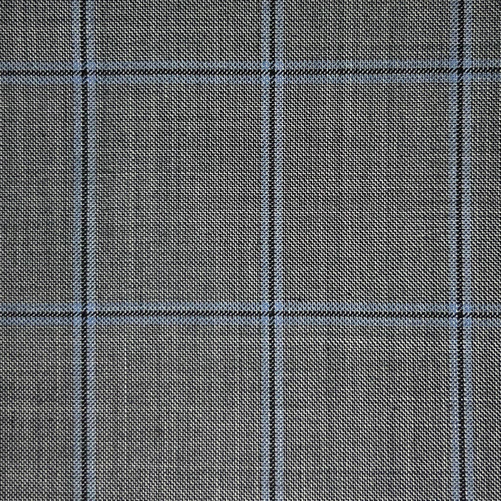 Westwood Hart Online Custom Hand Tailor Suits Sportcoats Trousers Waistcoats Overcoats Medium Grey With Sky Blue Highlight Windowpane