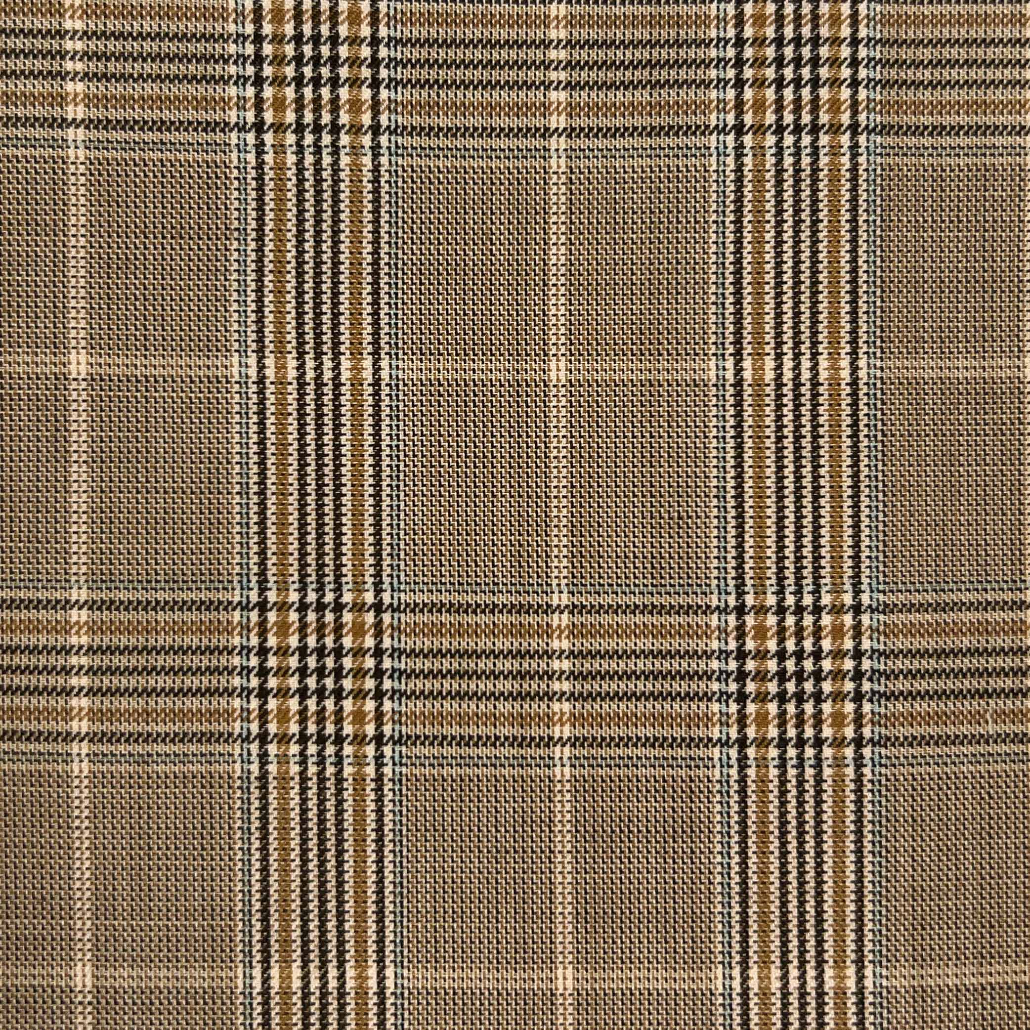 Westwood Hart Online Custom Hand Tailor Suits Sportcoats Trousers Waistcoats Overcoats Tan Golden Brown Glen Plaid Windowpane Design