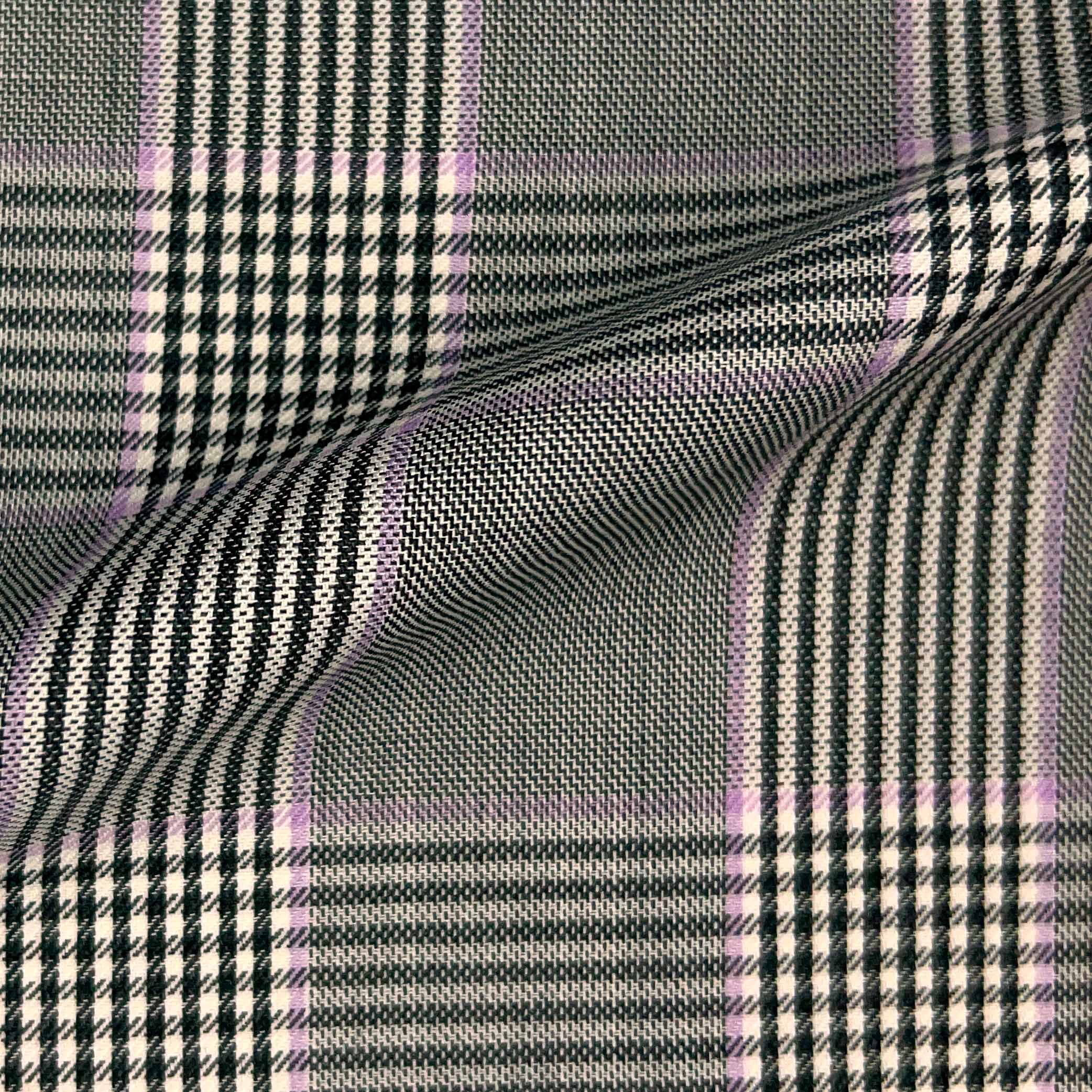 Westwood Hart Online Custom Hand Tailor Suits Sportcoats Trousers Waistcoats Overcoats Grey Lavender Prince Of Wales Glen Plaid Windowpane Design