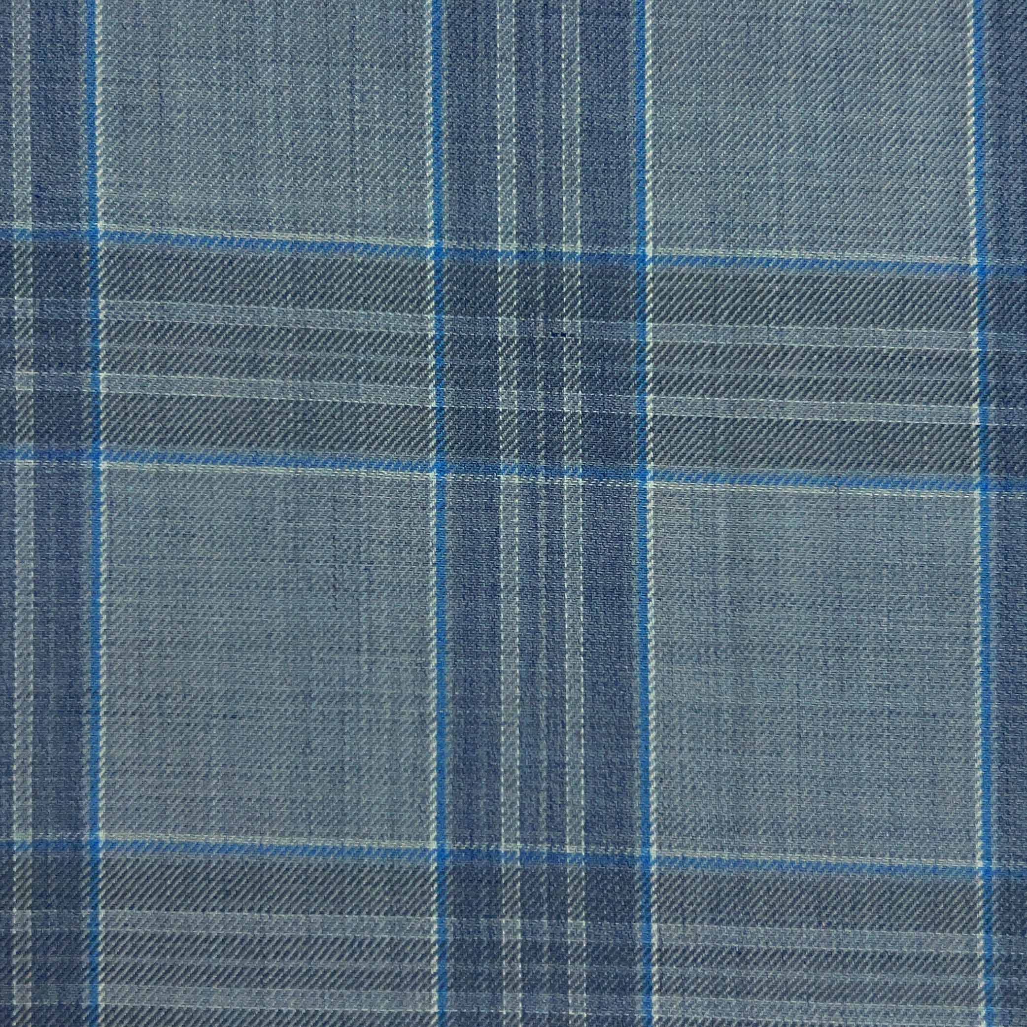 Westwood Hart Online Custom Hand Tailor Suits Sportcoats Trousers Waistcoats Overcoats Light Grey  Azure Blue Plaid Windowpane Design