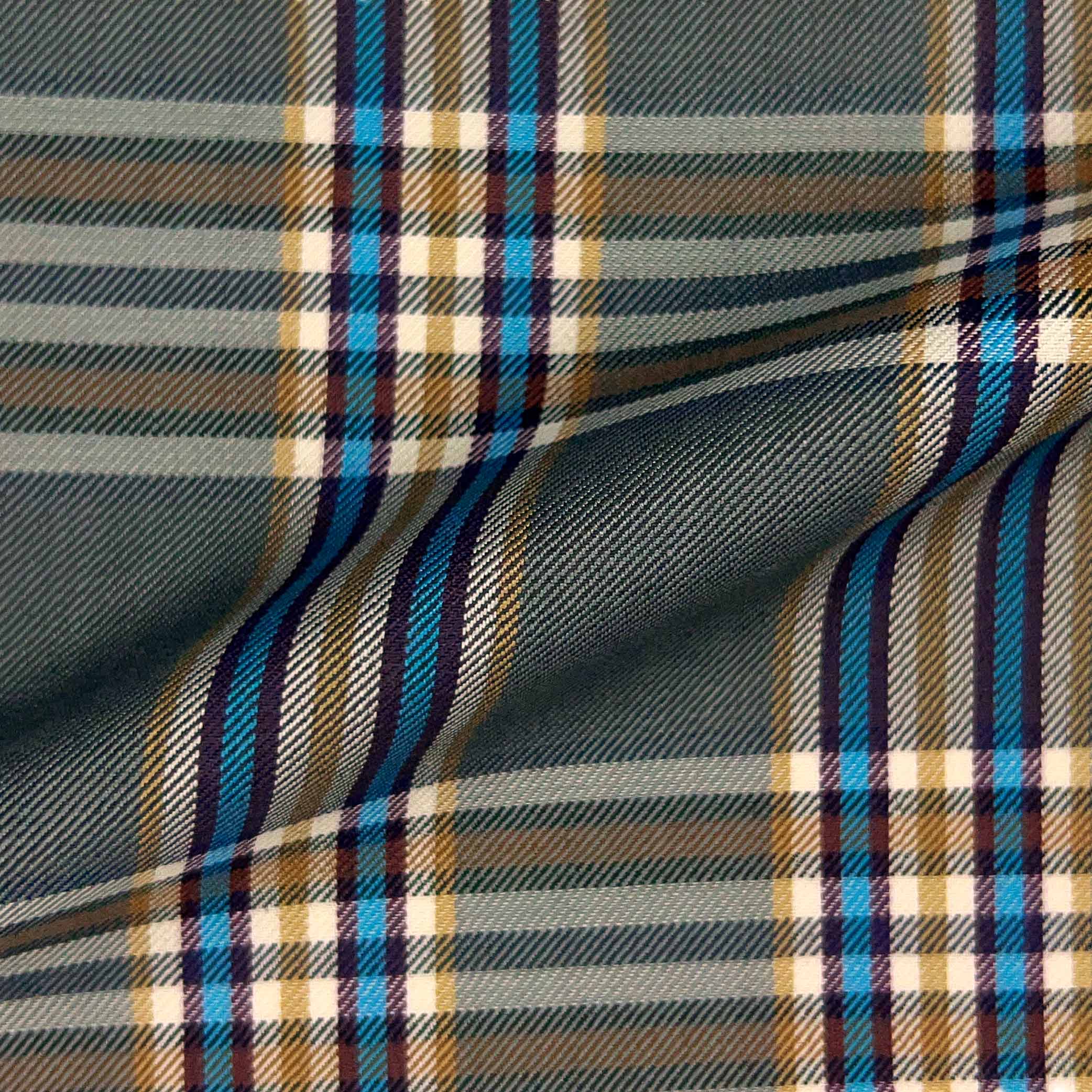 Westwood Hart Online Custom Hand Tailor Suits Sportcoats Trousers Waistcoats Overcoats Medium Grey Purple Blue Plaid Windowpane Design