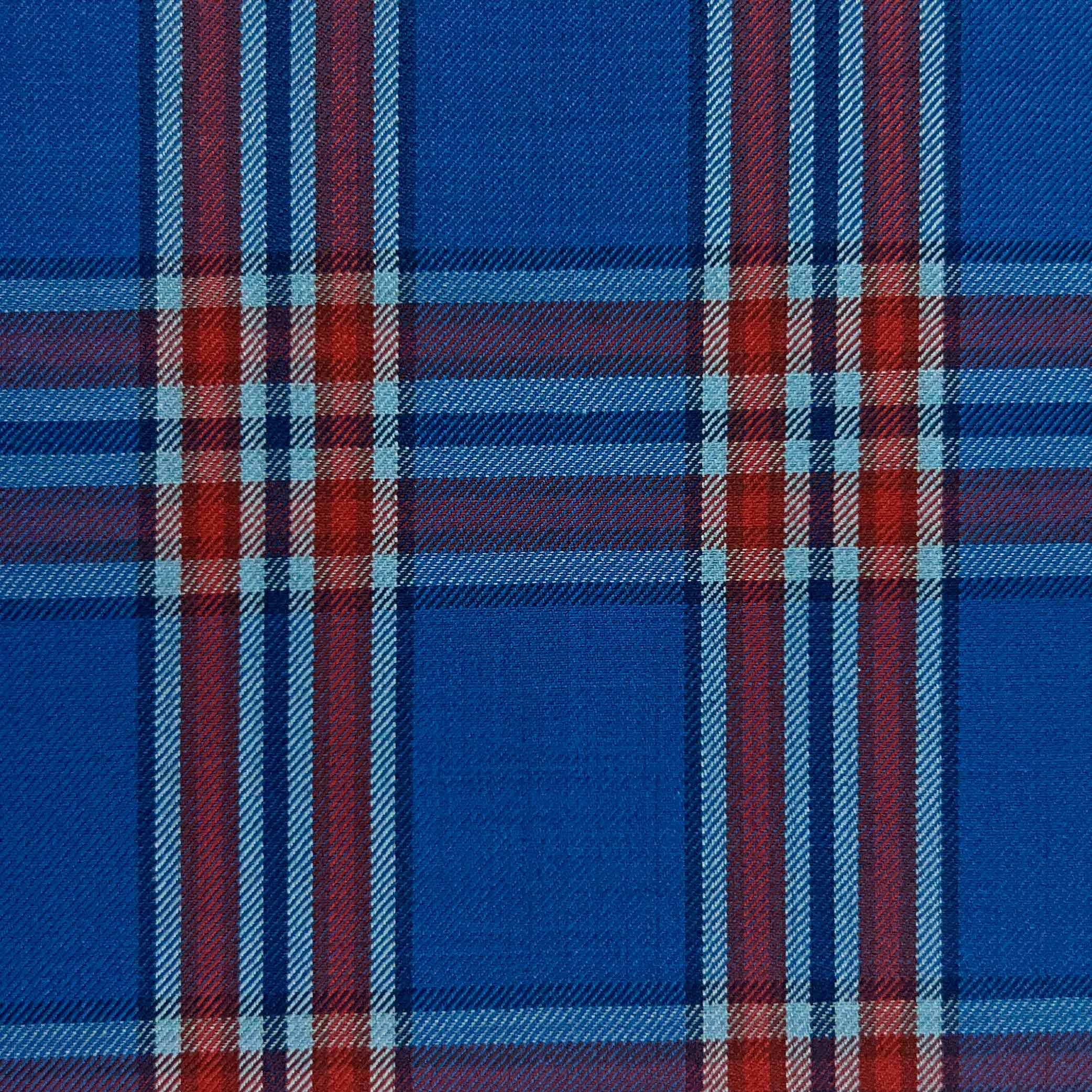 Westwood Hart Online Custom Hand Tailor Suits Sportcoats Trousers Waistcoats Overcoats Cobalt Blue Tomato Red Plaid Windowpane Design