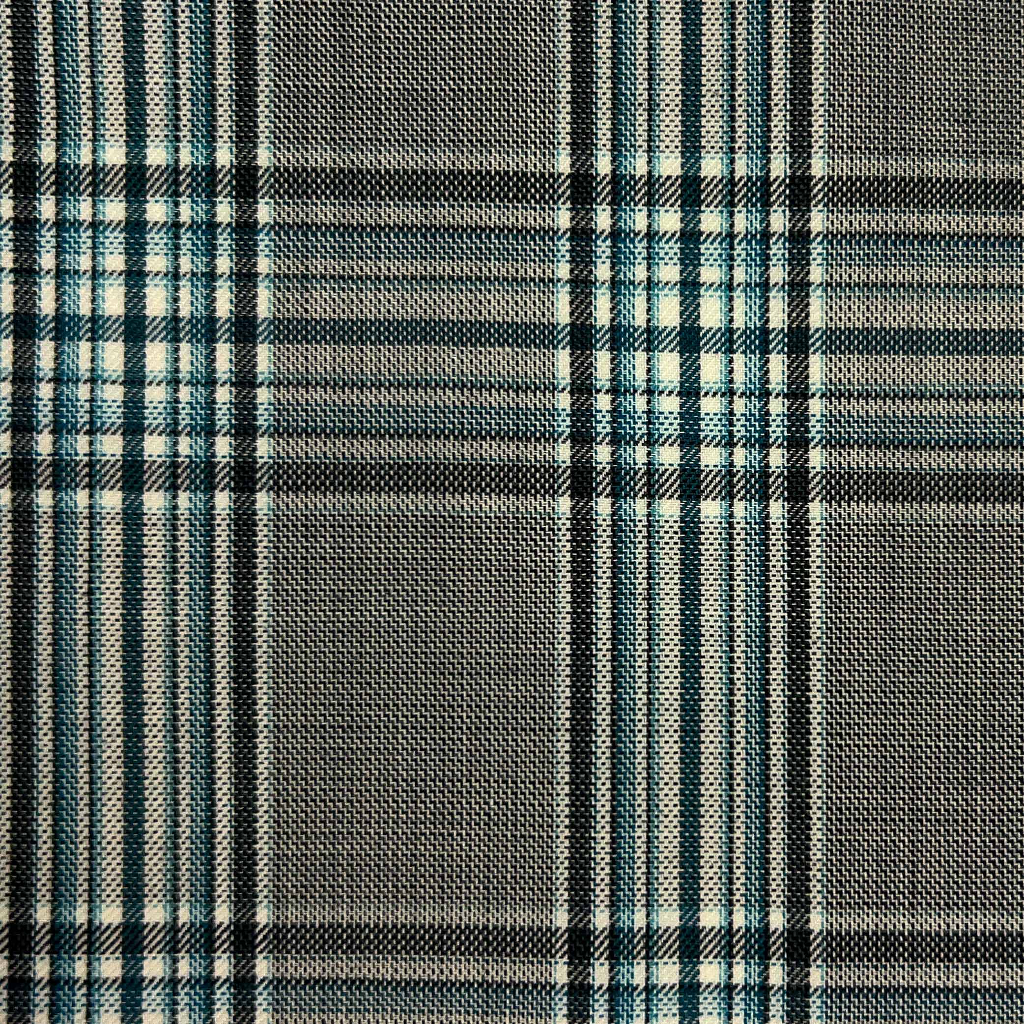 Westwood Hart Online Custom Hand Tailor Suits Sportcoats Trousers Waistcoats Overcoats Light Steel Grey Teal Plaid Windowpane Design