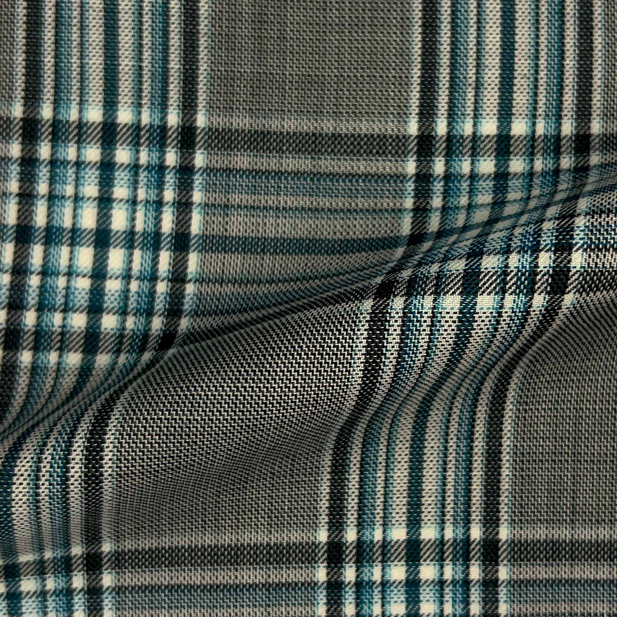 Westwood Hart Online Custom Hand Tailor Suits Sportcoats Trousers Waistcoats Overcoats Light Steel Grey Teal Plaid Windowpane Design