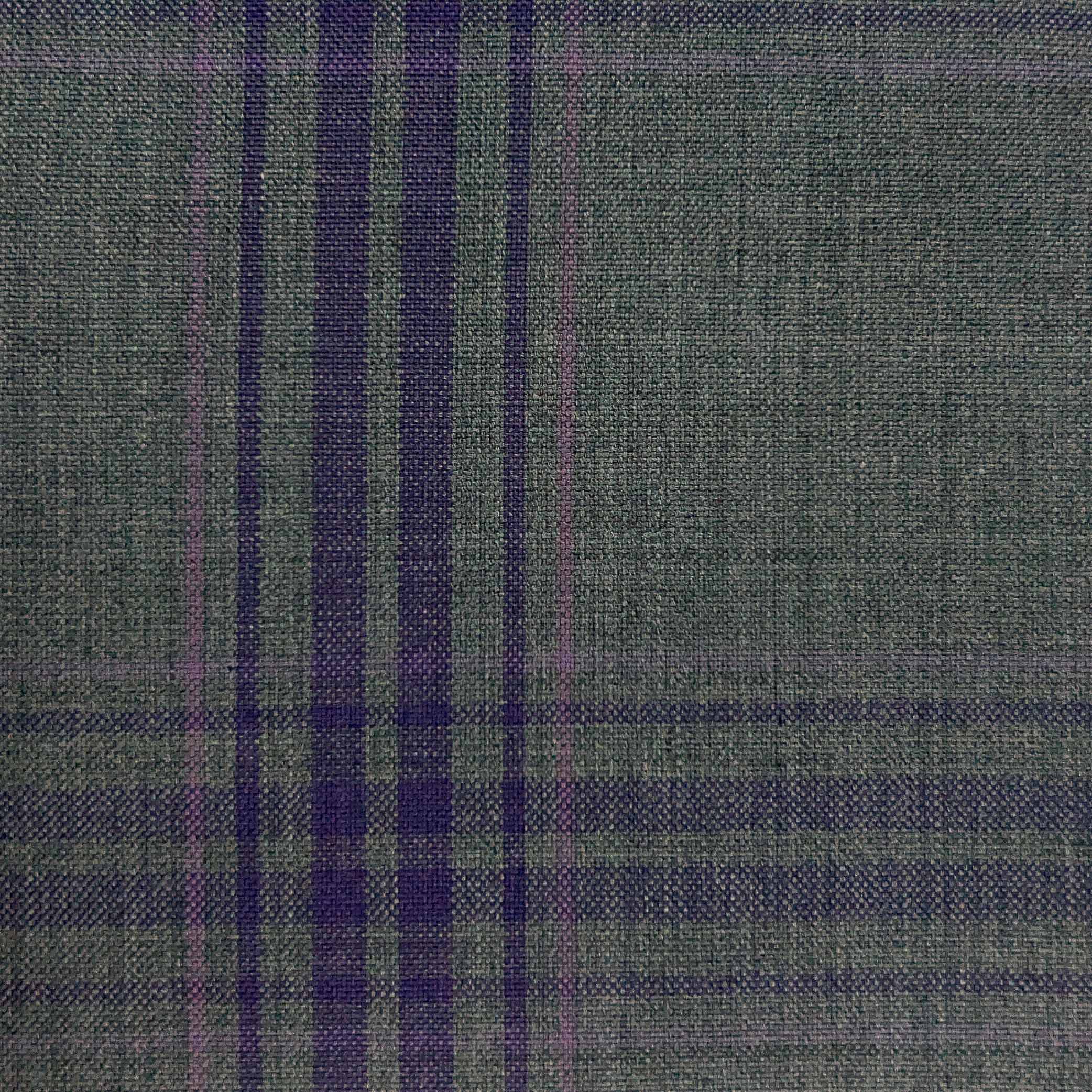 Westwood Hart Online Custom Hand Tailor Suits Sportcoats Trousers Waistcoats Overcoats Medium Grey Large Purple Lavender Plaid Design
