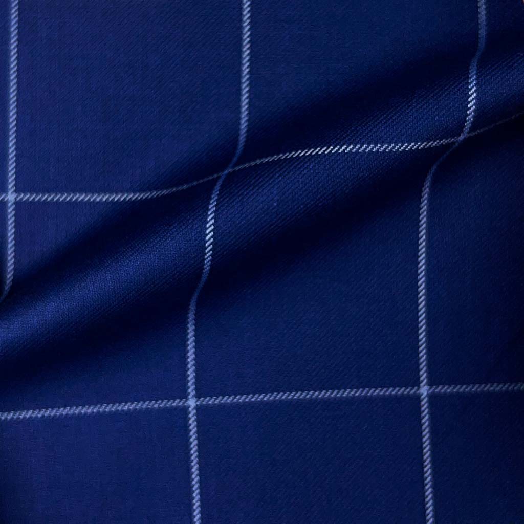 Westwood Hart Online Custom Hand Tailor Suits Sportcoats Trousers Waistcoats Overcoats Royal Blue Windowpane