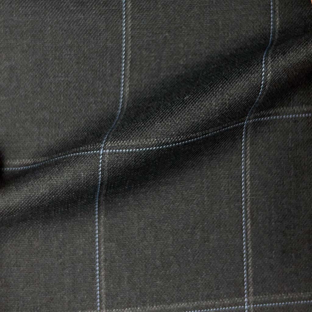 Westwood Hart Online Custom Hand Tailor Suits Sportcoats Trousers Waistcoats Overcoats Dark Grey With Sky Blue And Light Grey Windowpane