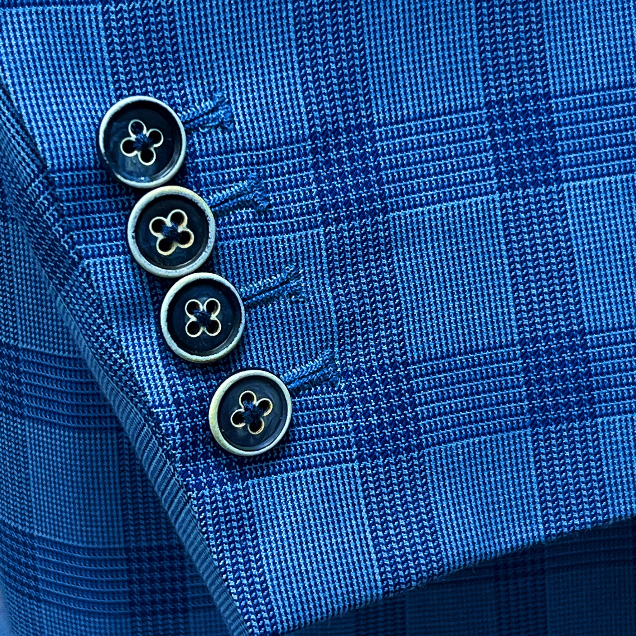 Westwood Hart Online Custom Hand Tailor Suits Sportcoats Trousers Waistcoats Overcoats Electric Blue Self Plaid Design