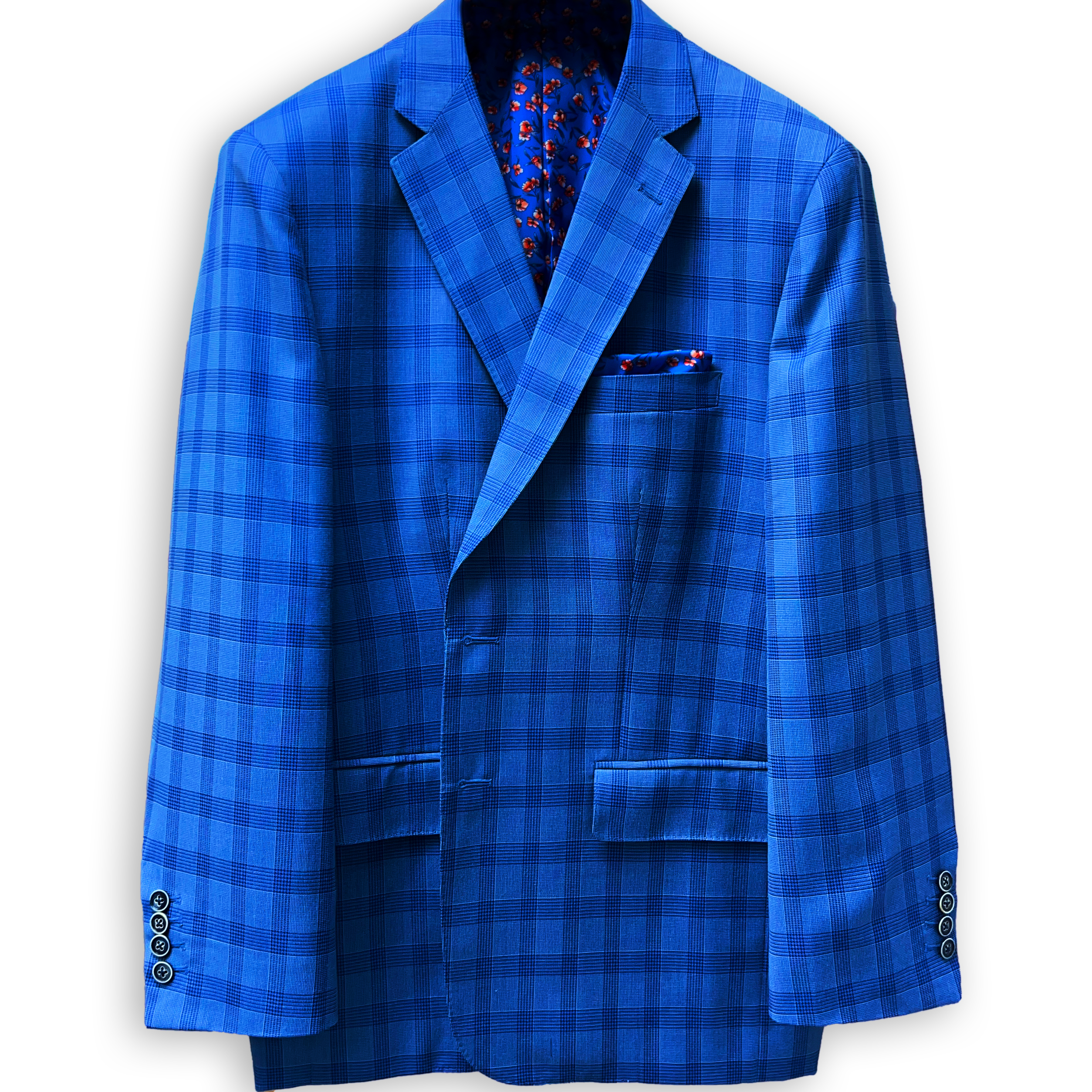 Westwood Hart Online Custom Hand Tailor Suits Sportcoats Trousers Waistcoats Overcoats Electric Blue Self Plaid Design