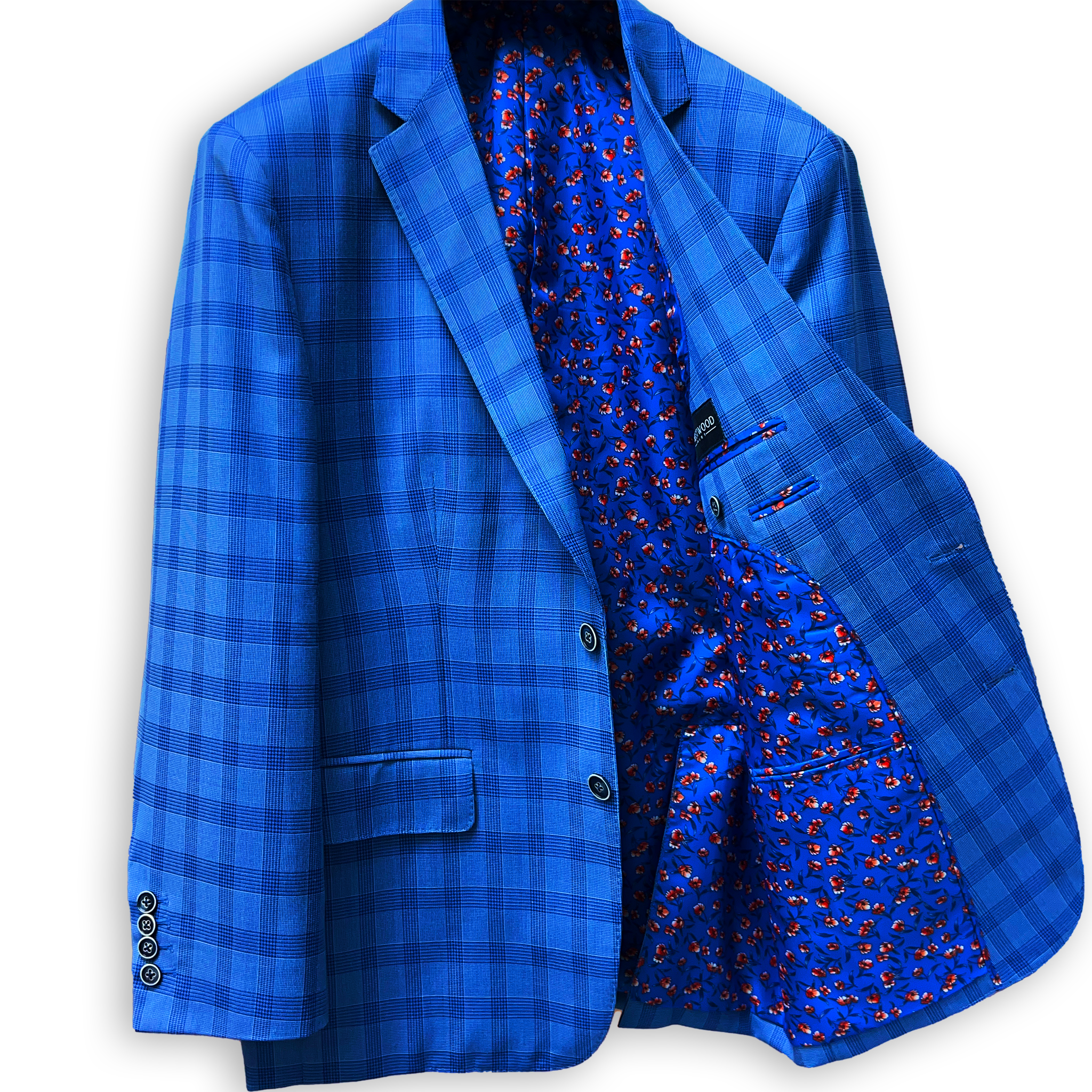 Westwood Hart Online Custom Hand Tailor Suits Sportcoats Trousers Waistcoats Overcoats Electric Blue Self Plaid Design