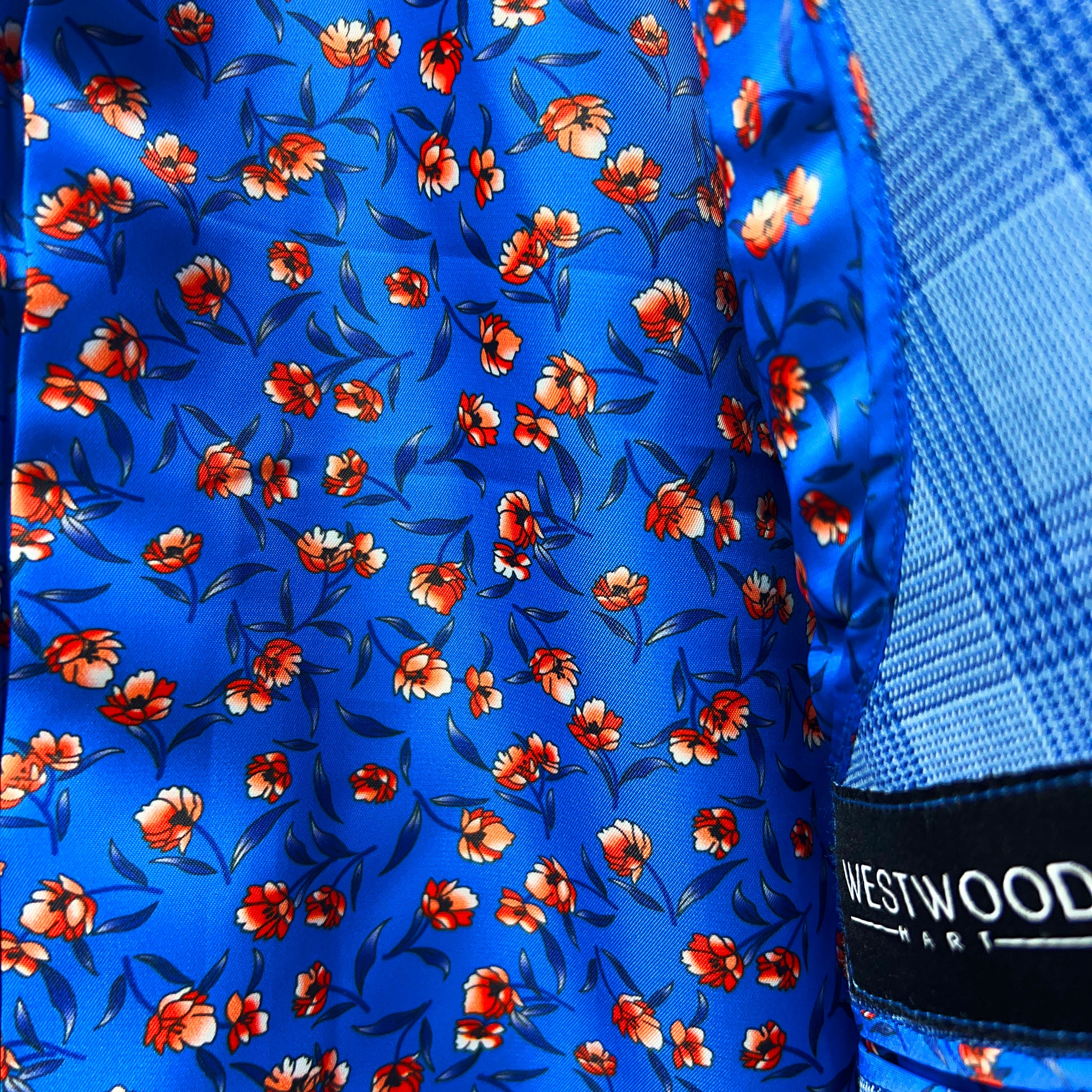 Westwood Hart Online Custom Hand Tailor Suits Sportcoats Trousers Waistcoats Overcoats Electric Blue Self Plaid Design