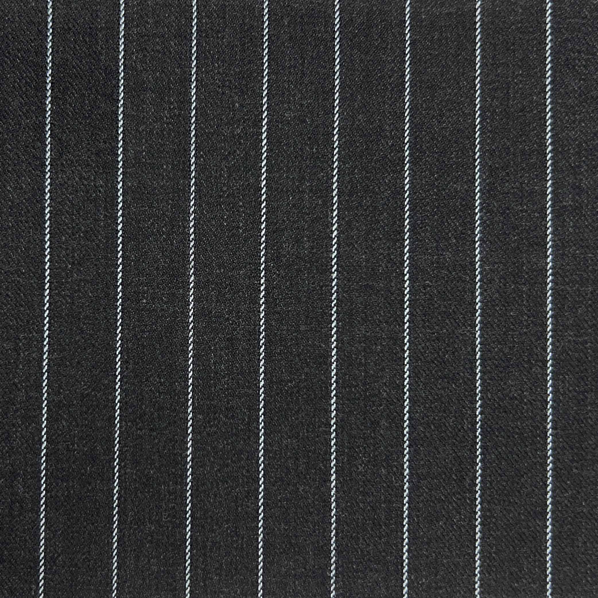 Westwood Hart Online Custom Hand Tailor Suits Sportcoats Trousers Waistcoats Overcoats Dark Grey With 1/2" Wide Stripes Design