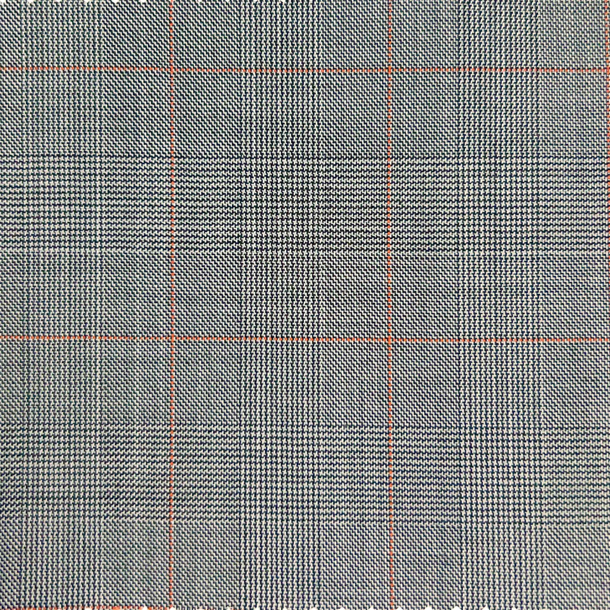 Westwood Hart Online Custom Hand Tailor Suits Sportcoats Trousers Waistcoats Overcoats LIGHT GREY ORANGE WINDOWPANE PRINCE OF WALES GLEN PLAID Design