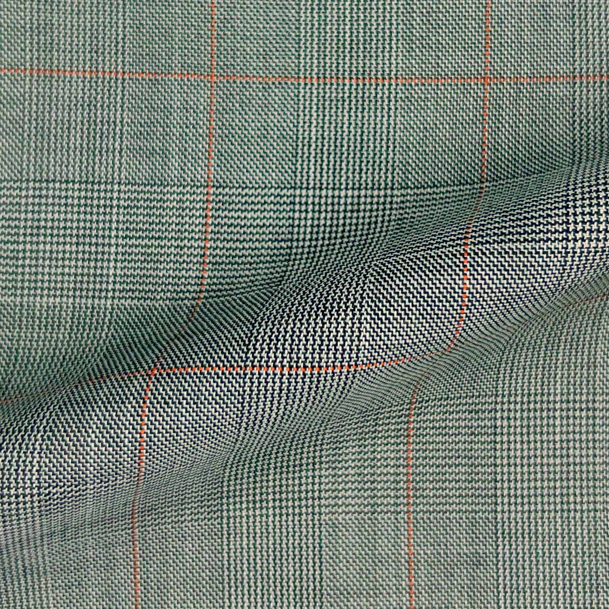 Westwood Hart Online Custom Hand Tailor Suits Sportcoats Trousers Waistcoats Overcoats LIGHT GREY ORANGE WINDOWPANE PRINCE OF WALES GLEN PLAID Design