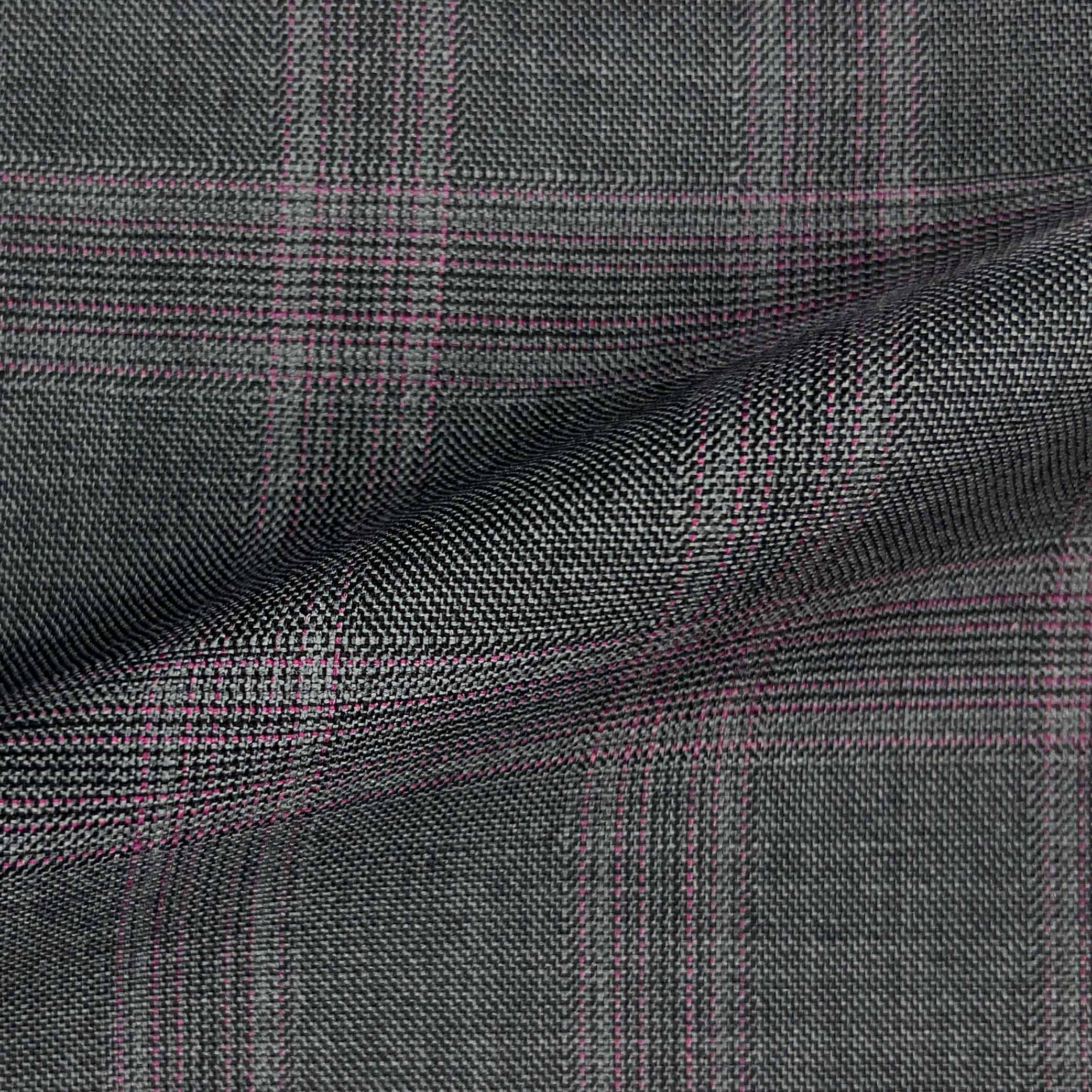 Westwood Hart Online Custom Hand Tailor Suits Sportcoats Trousers Waistcoats Overcoats Steel Grey With Purple Plaid