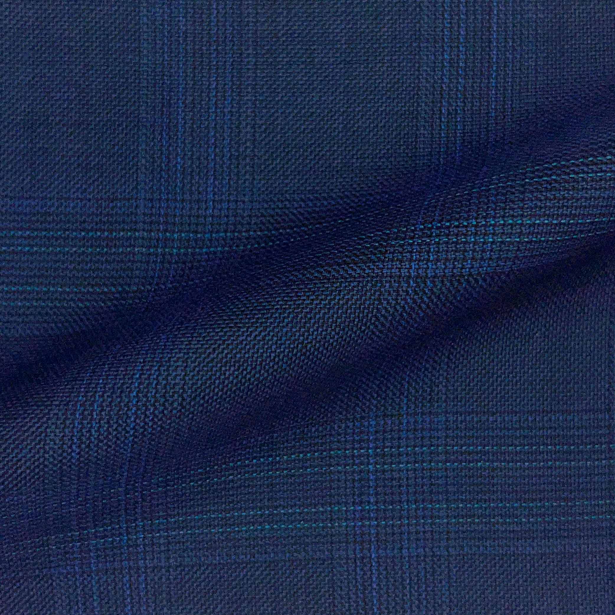 Westwood Hart Online Custom Hand Tailor Suits Sportcoats Trousers Waistcoats Overcoats Navy Blue With Fine Mint Green Prince Of Wales Glen Plaid Windowpane Design