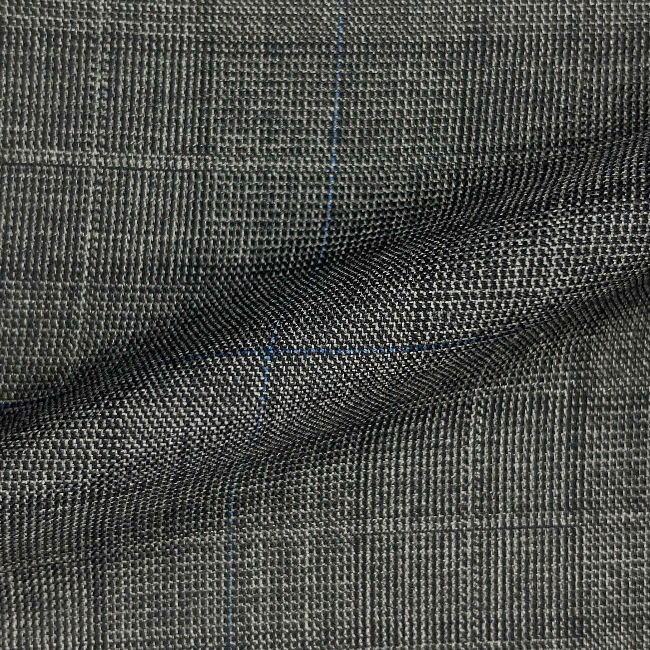 Westwood Hart Online Custom Hand Tailor Suits Sportcoats Trousers Waistcoats Overcoats Medium Grey With Fine Blue Windowpane