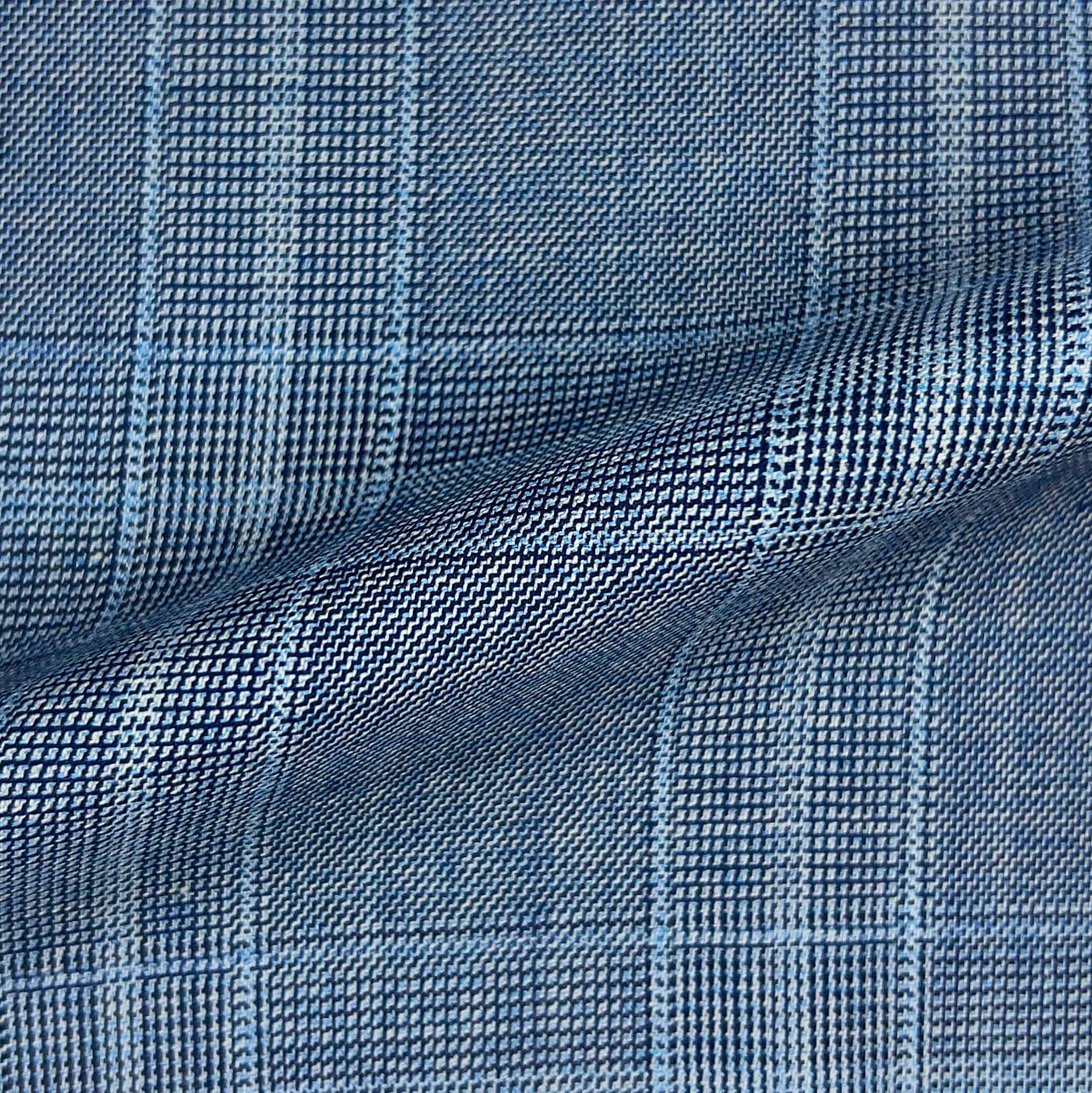 Westwood Hart Online Custom Hand Tailor Suits Sportcoats Trousers Waistcoats Overcoats Powder Blue With Sky Blue Plaid