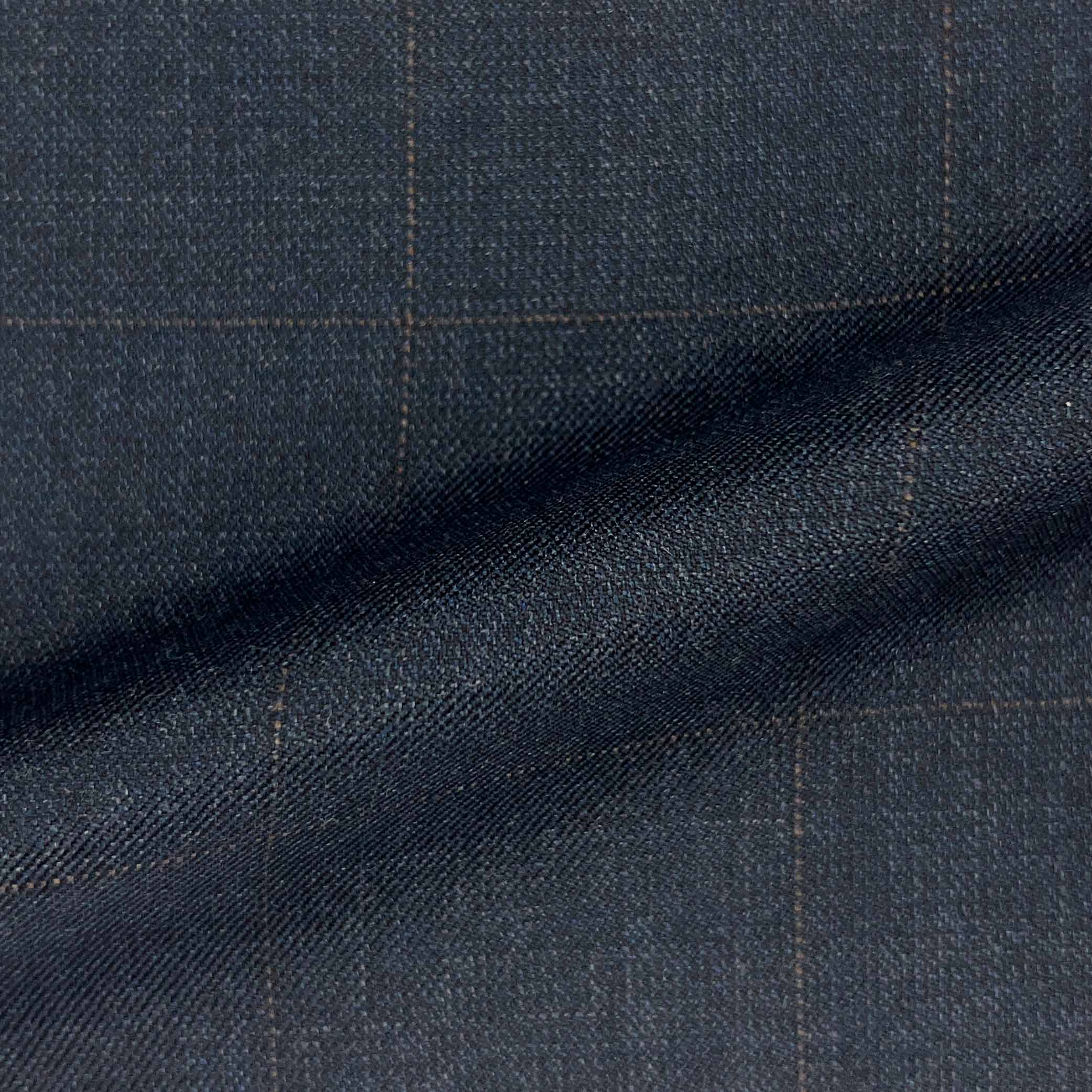 Westwood Hart Online Custom Hand Tailor Suits Sportcoats Trousers Waistcoats Overcoats Charcoal Grey With Fine Mocha Brown Windowpane Design