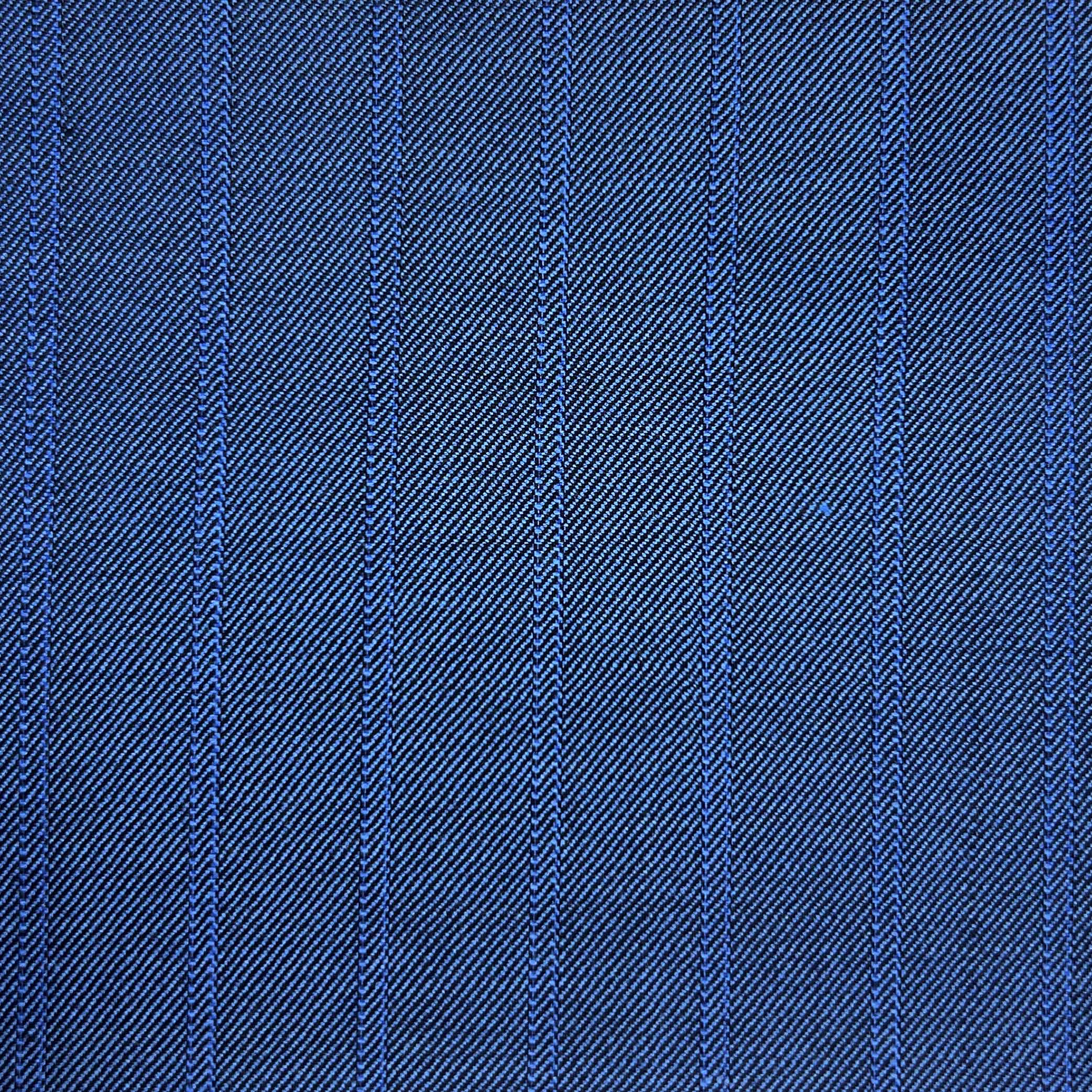 Westwood Hart Online Custom Hand Tailor Suits Sportcoats Trousers Waistcoats Overcoats Steel Blue 5/8" Wide Self Stripes Design