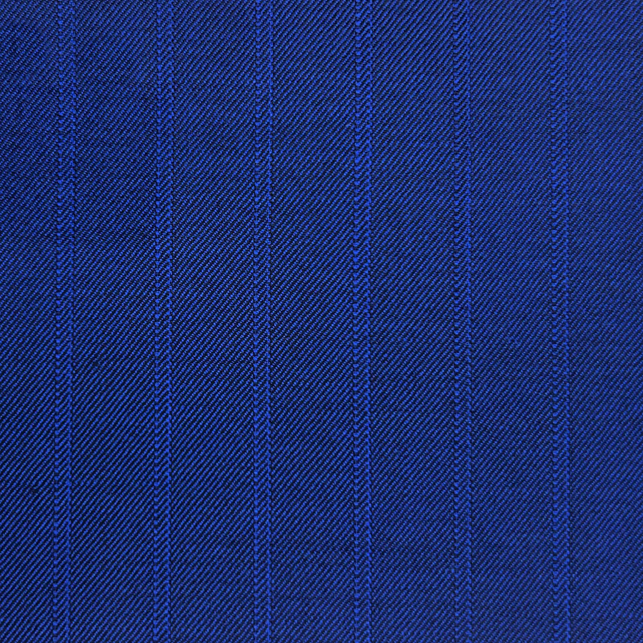 Westwood Hart Online Custom Hand Tailor Suits Sportcoats Trousers Waistcoats Overcoats Cobalt Blue 5/8" Wide Self Stripes Design