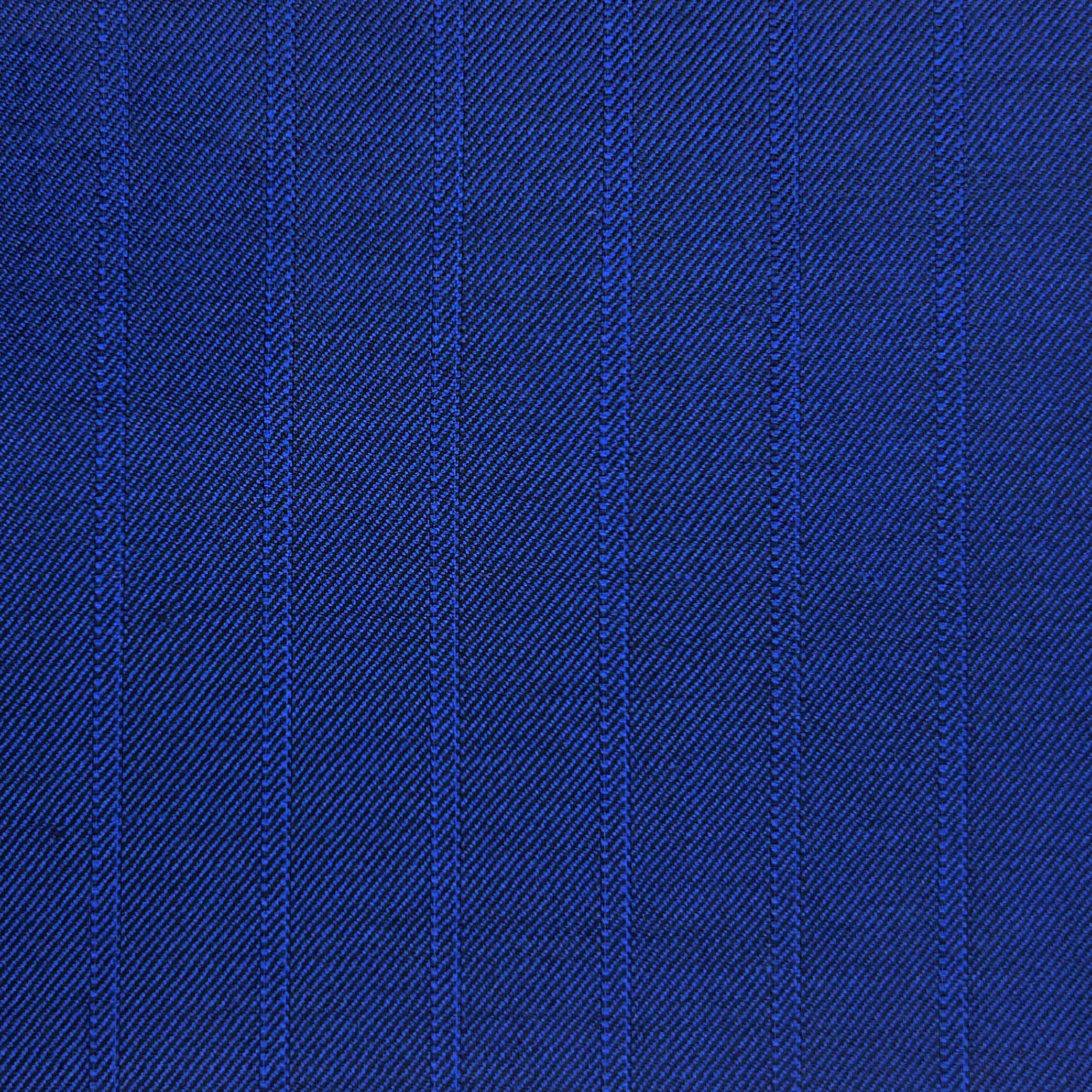 Westwood Hart Online Custom Hand Tailor Suits Sportcoats Trousers Waistcoats Overcoats Cobalt Blue 5/8" Wide Self Stripes Design