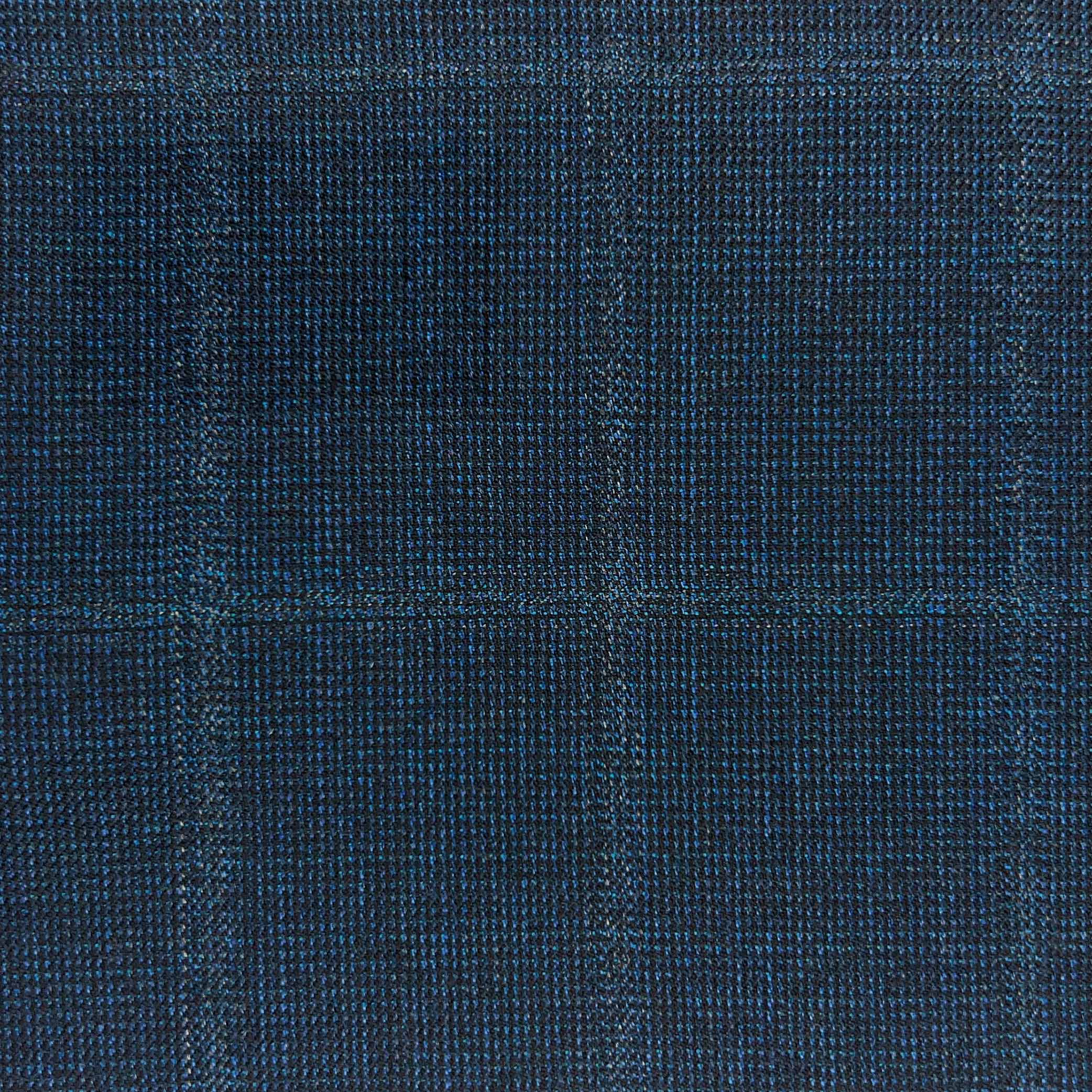 Westwood Hart Online Custom Hand Tailor Suits Sportcoats Trousers Waistcoats Overcoats Aegean Blue With Fine Self Windowpane