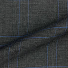Westwood Hart Online Custom Hand Tailor Suits Sportcoats Trousers Waistcoats Overcoats Charcoal Grey With Azure Blue Plaid