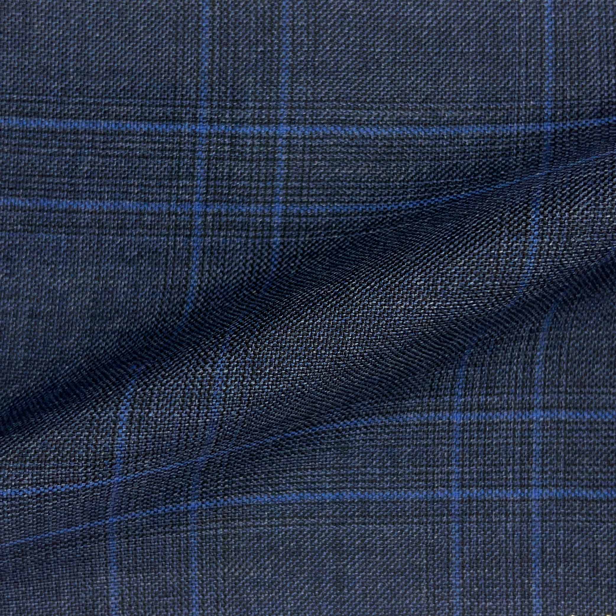 Westwood Hart Online Custom Hand Tailor Suits Sportcoats Trousers Waistcoats Overcoats Steel Navy With Royal Blue Plaid