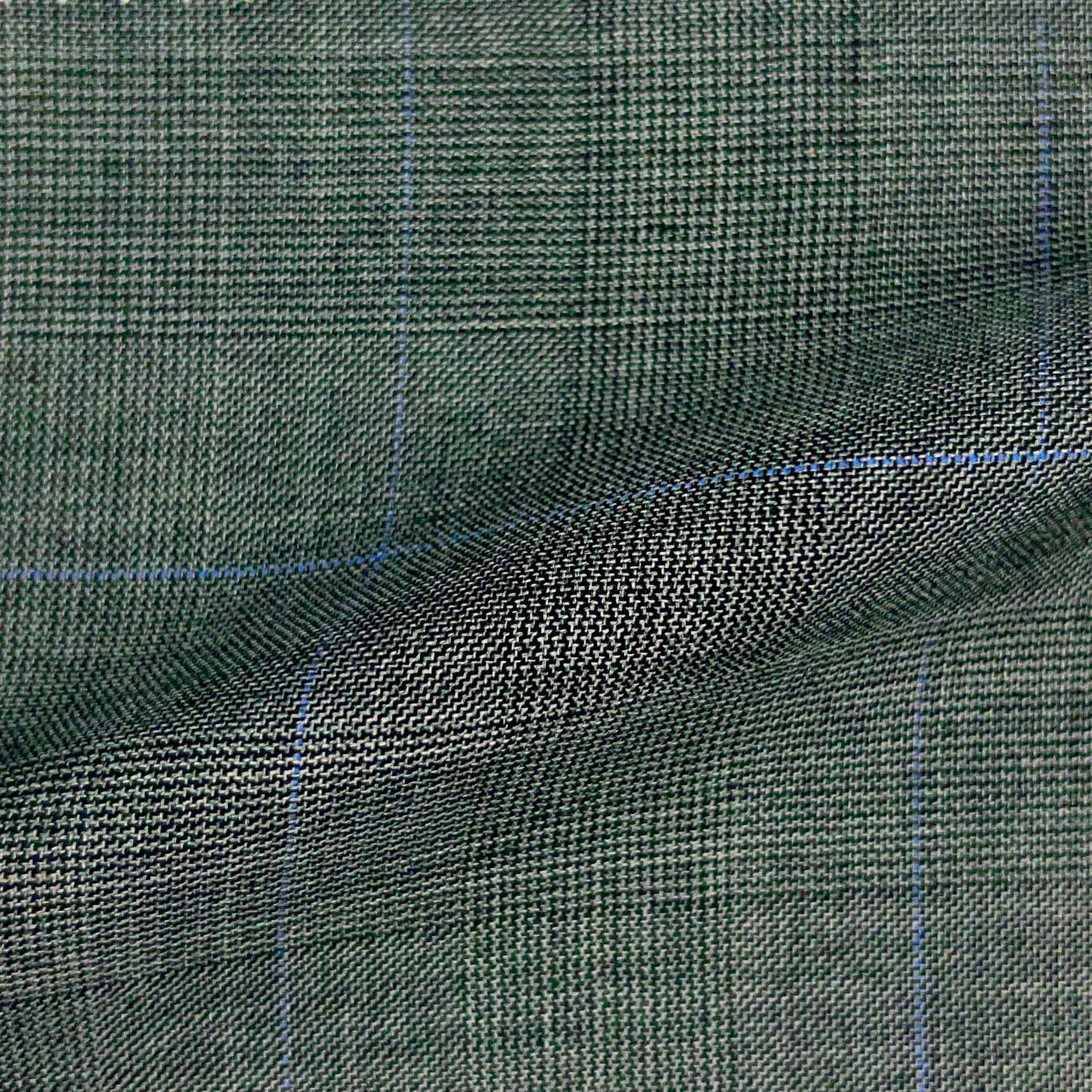 Westwood Hart Online Custom Hand Tailor Suits Sportcoats Trousers Waistcoats Overcoats Grey Fine Sky Blue WINDOWPANE PRINCE OF WALES GLEN PLAID Design