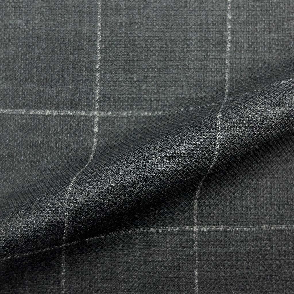 Westwood Hart Online Custom Hand Tailor Suits Sportcoats Trousers Waistcoats Overcoats Made To Measure Formalwear Tuxedo Dark Grey Windowpane With Comfort Stretch