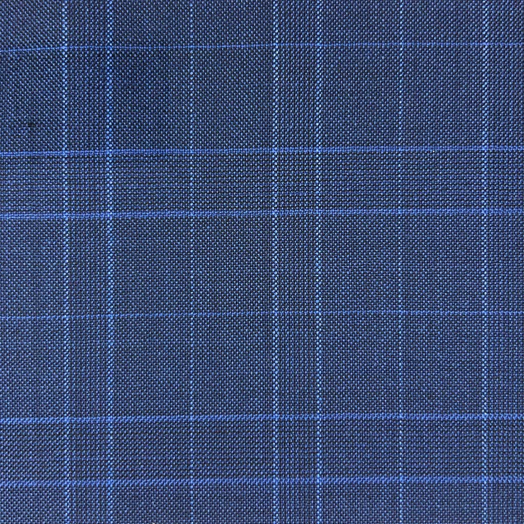 Westwood Hart Online Custom Hand Tailor Suits Sportcoats Trousers Waistcoats Overcoats Made To Measure Formalwear Tuxedo Navy With Royal Blue Glen Plaid With Comfort Stretch