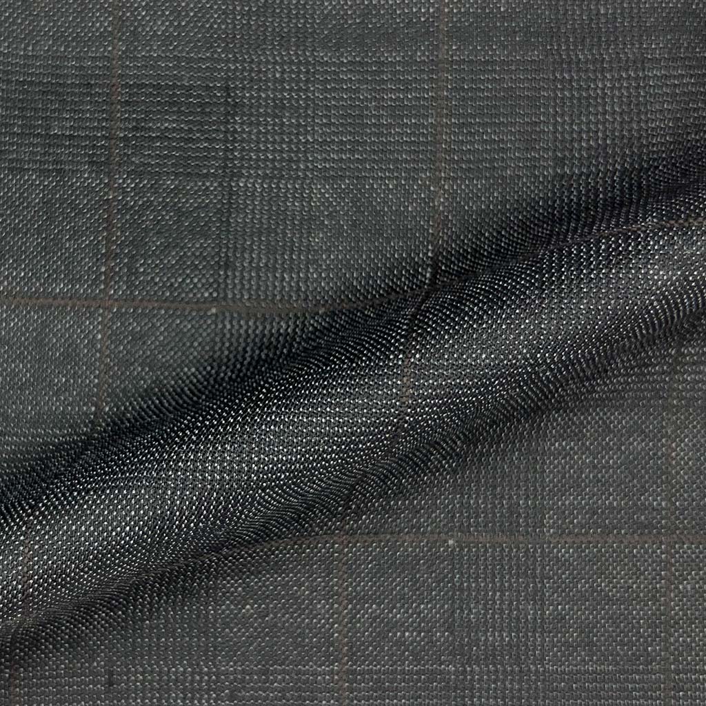 Westwood Hart Online Custom Hand Tailor Suits Sportcoats Trousers Waistcoats Overcoats Made To Measure Formalwear Tuxedo Charcoal Grey Glen Plaid With Chocolate Brown Windowpane With Comfort Stretch