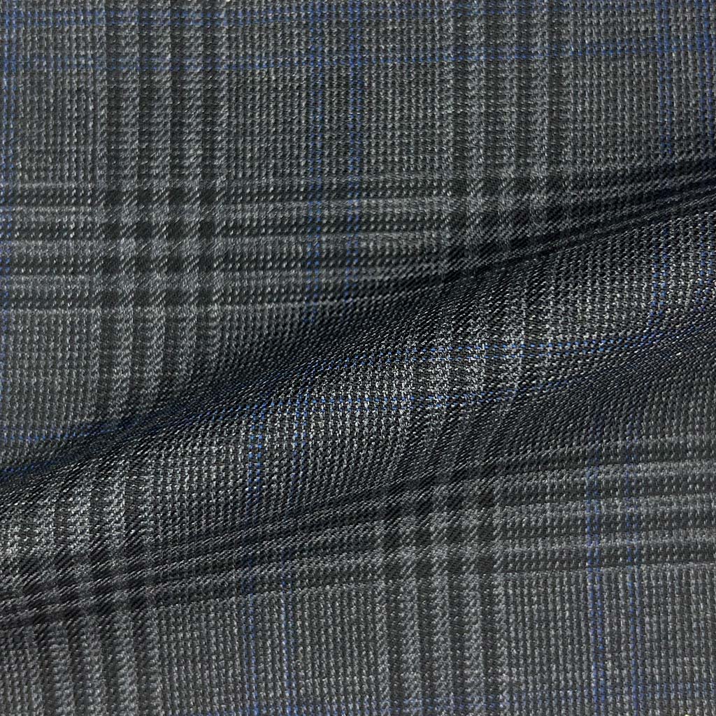 Westwood Hart Online Custom Hand Tailor Suits Sportcoats Trousers Waistcoats Overcoats Made To Measure Formalwear Tuxedo Charcoal Grey Glen Plaid With Navy Double Windowpane With Comfort Stretch